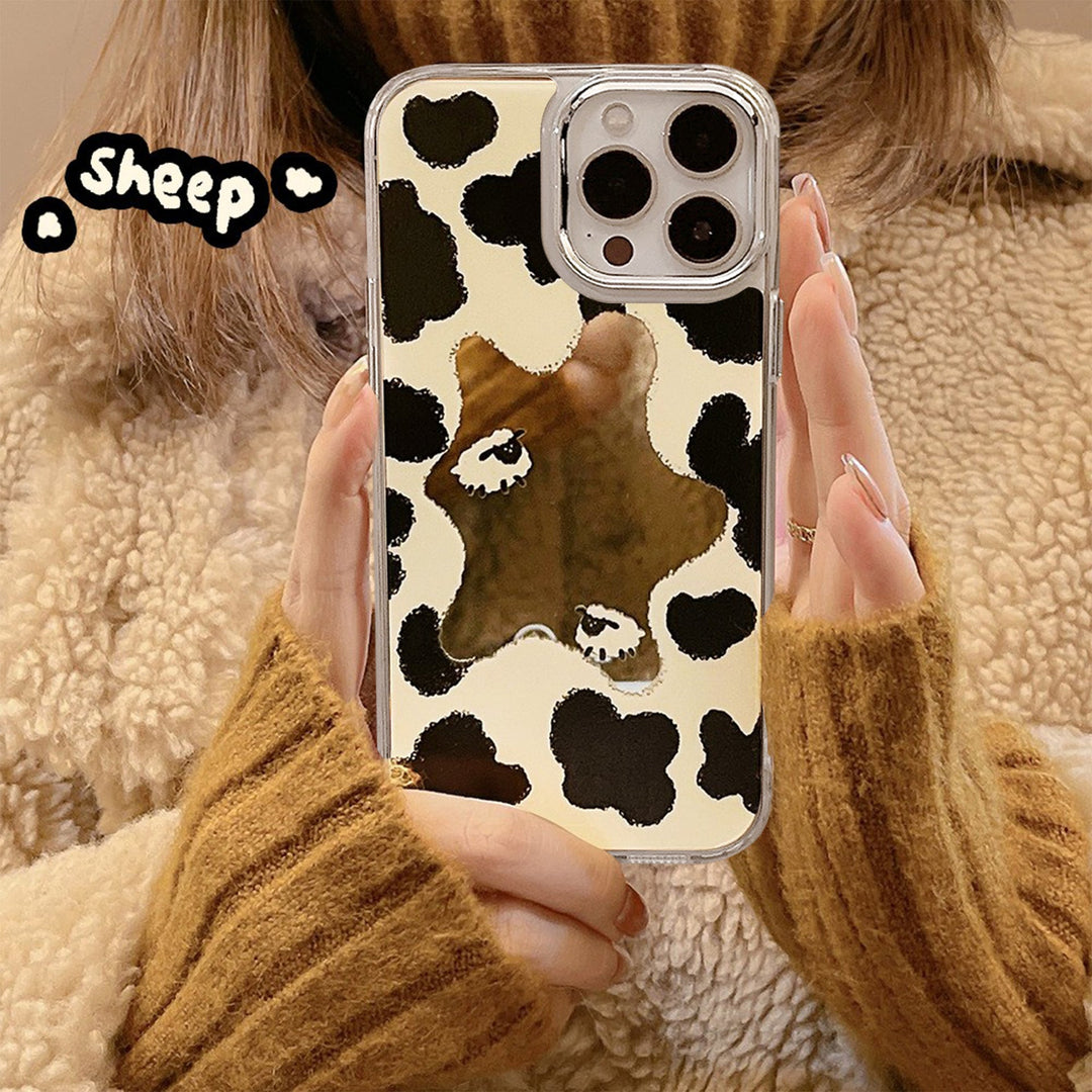 El patrón de vaca espejo es adecuado para la funda de iPhone 15 de Apple, modelo 16 Pro Max, 11 Pro, con envío 14, cubierta anticaída 17.