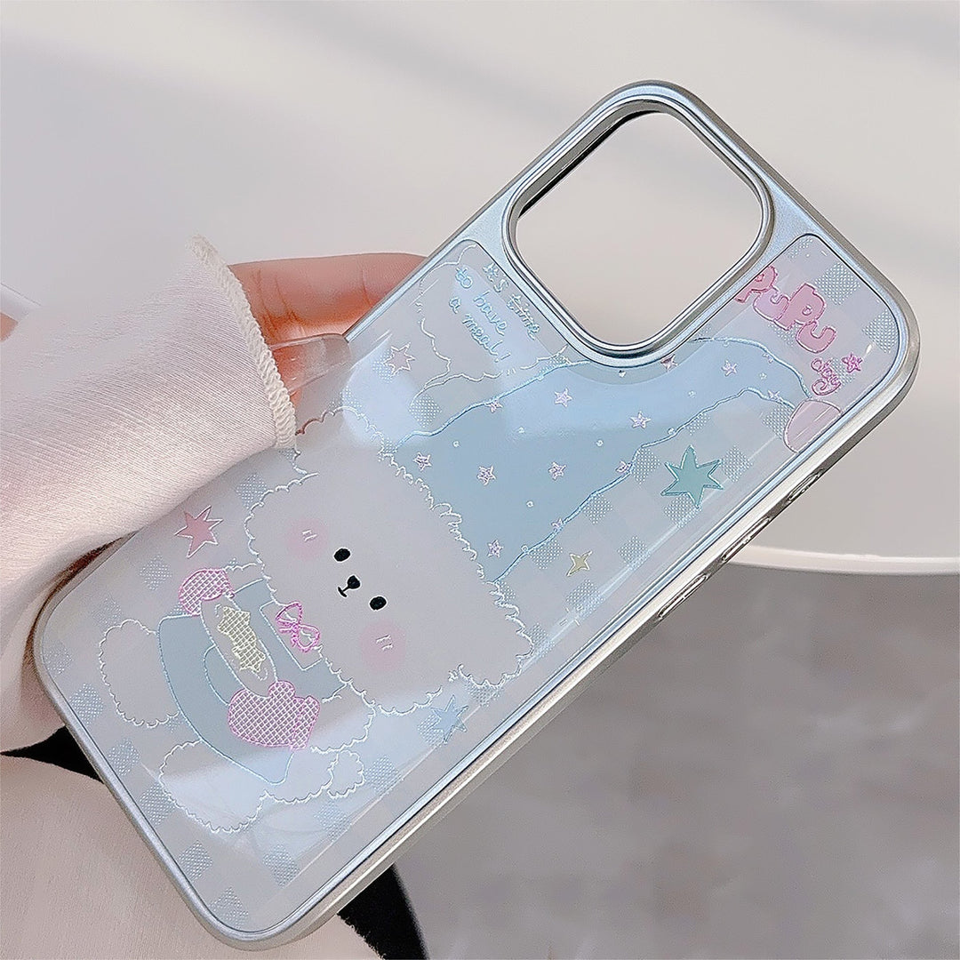 Funda para móvil dorada iPhone 16 15promax a cuadros cachorro de dibujos animados 14 Apple 13 Epoxi 17 para Huawei