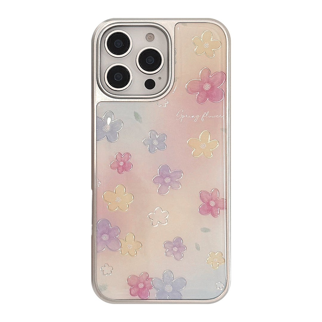 Funda para móvil de epoxi dorado 17 Apple 16Pro Max iphone15 con flor difuminada 14 adecuada para Huawei mate70