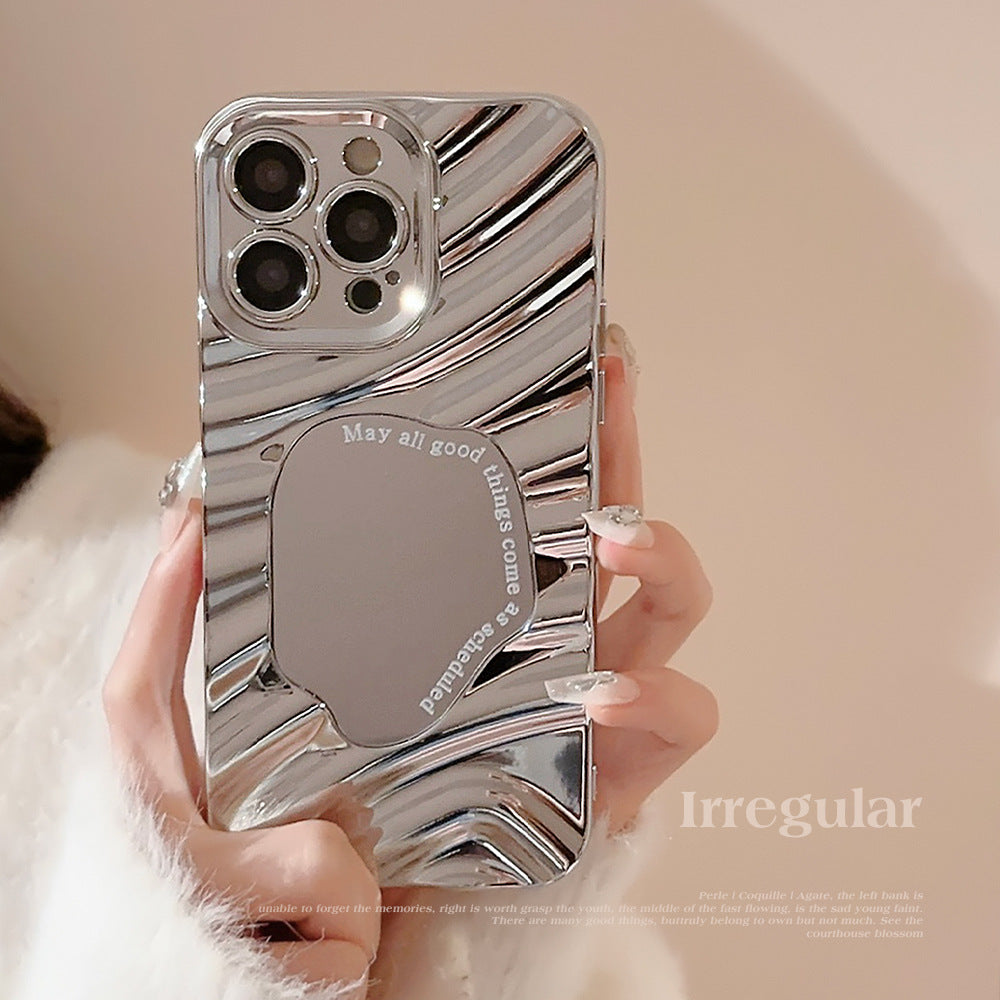 Funda para iPhone 17 con diseño de ondas de agua irregulares, funda para iPhone 14 Pro Max con espejo, 11 con sentido avanzado, 16 adecuada para Huawei