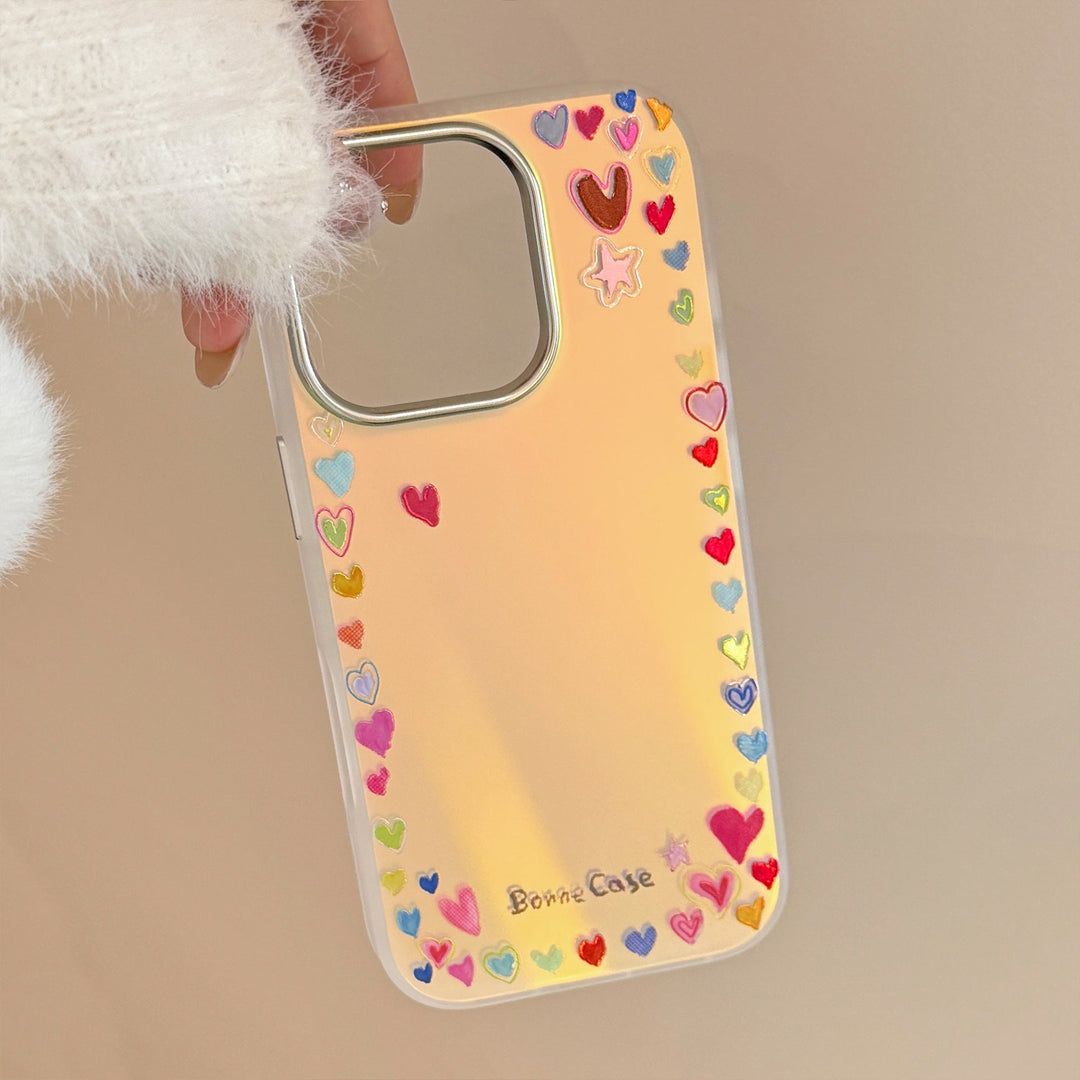 Funda para iPhone 16 Pro Max chapada en oro, color arcoíris, amor, 17 colores dopamina, 13 láser, 14 anticaídas