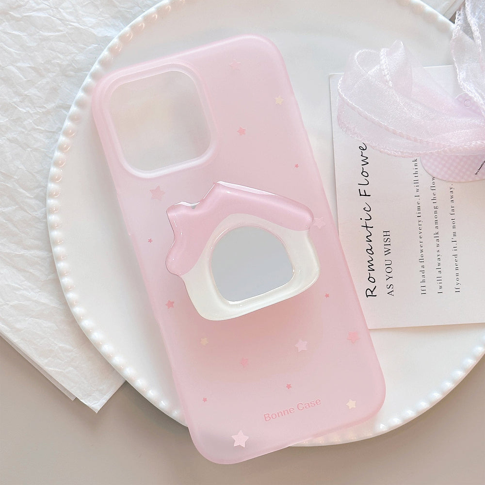 ins viento rosa cabina espejo soporte para iphone15pro max apple 16 funda de teléfono móvil 13 nicho 17