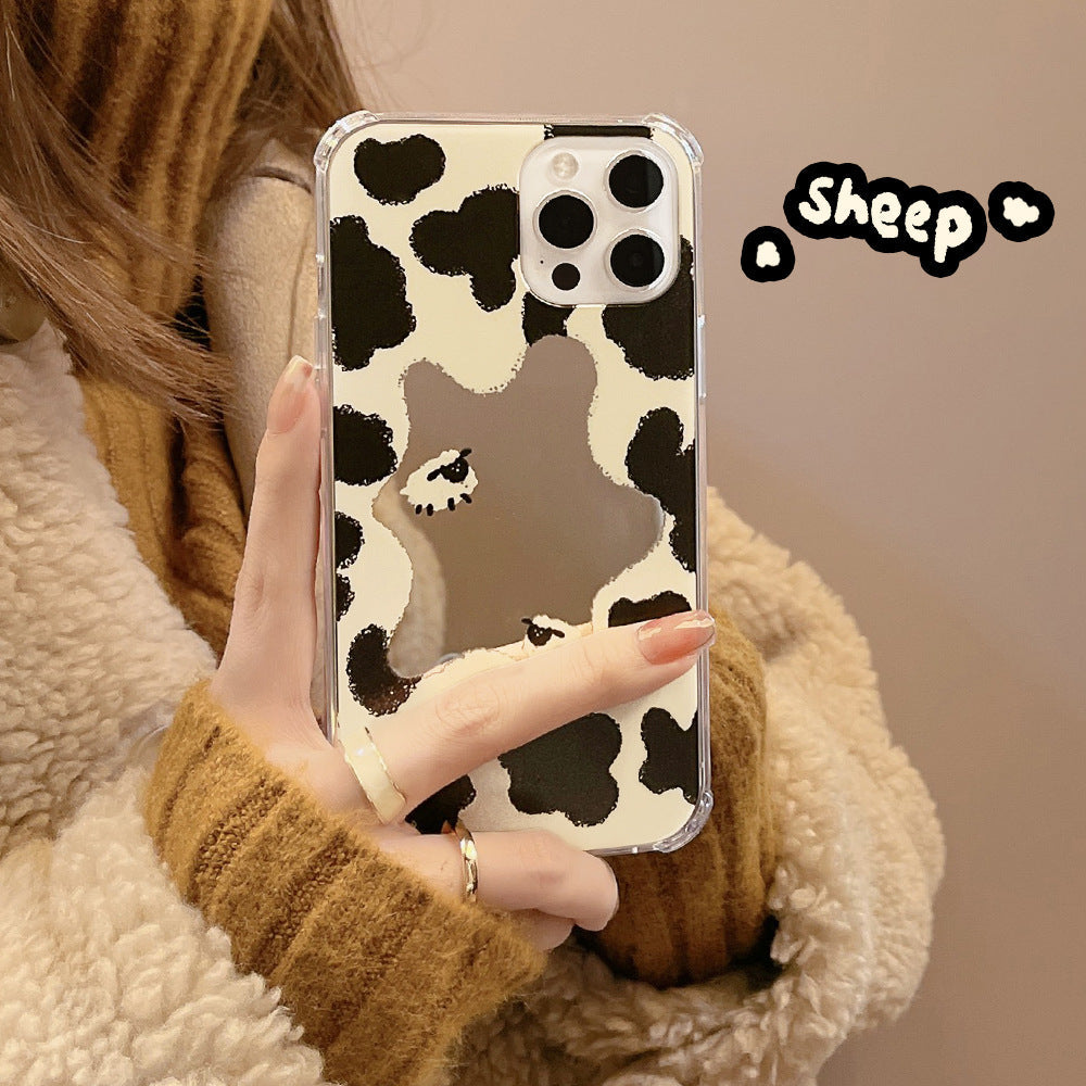 El patrón de vaca espejo es adecuado para la funda de iPhone 15 de Apple, modelo 16 Pro Max, 11 Pro, con envío 14, cubierta anticaída 17.