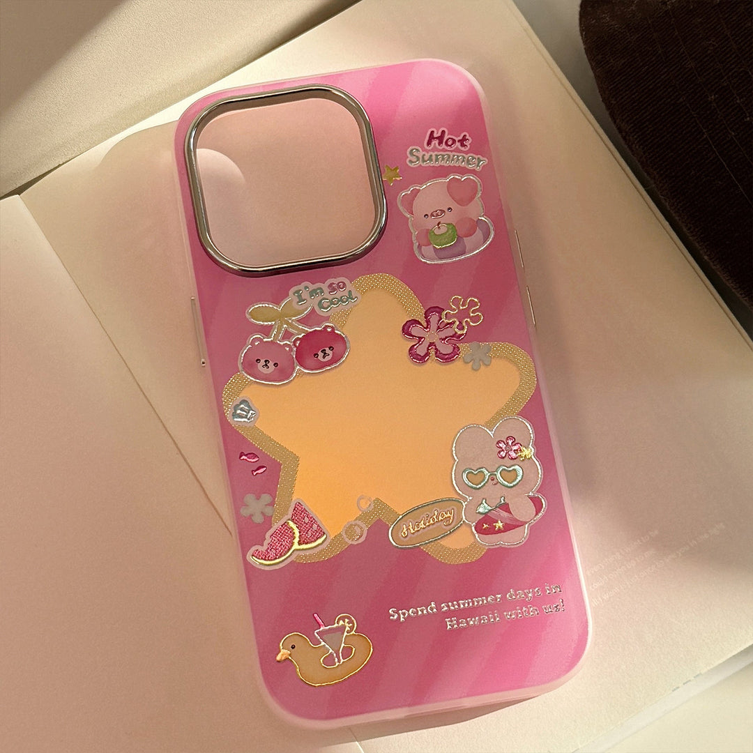 Funda de teléfono móvil de dibujos animados de rosa dorada para iPhone 17, anticaídas, para Apple 15 Promax, galvanoplastia 14, láser 13, 11