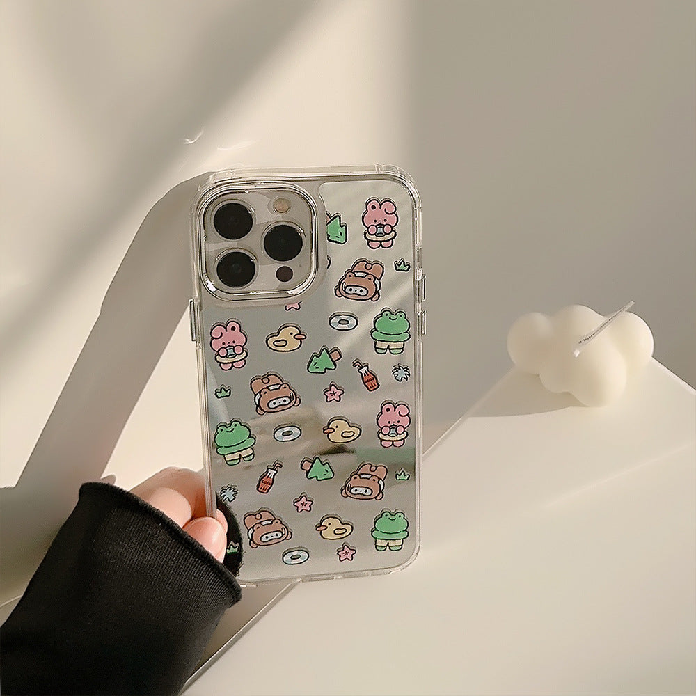 ins viento lindo 17pro max para iphone16 Funda para iPhone 12 espejo de maquillaje 11 espejo galvanizado 15