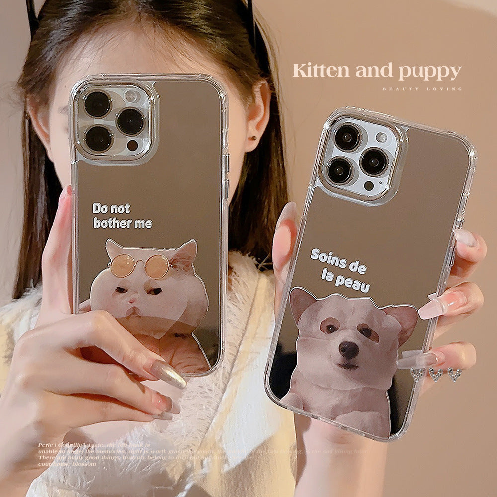 Niche cute mask cat and dog 16 for iPhone17promax Apple 11 couple 15 mirror phone case 12