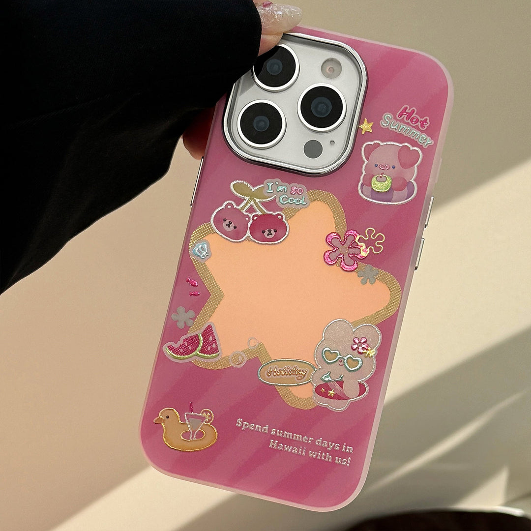 Funda de teléfono móvil de dibujos animados de rosa dorada para iPhone 17, anticaídas, para Apple 15 Promax, galvanoplastia 14, láser 13, 11