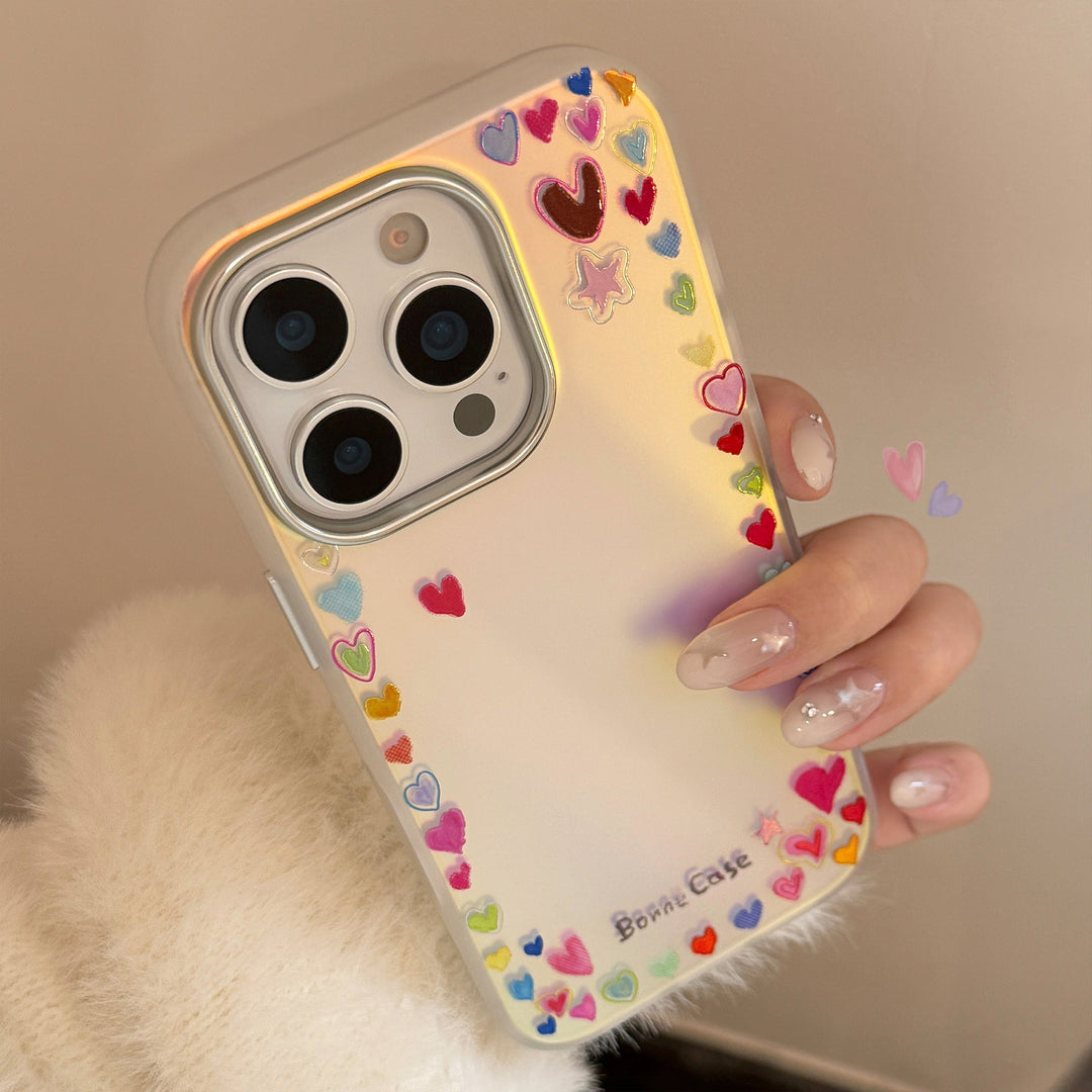 Funda para iPhone 16 Pro Max chapada en oro, color arcoíris, amor, 17 colores dopamina, 13 láser, 14 anticaídas