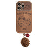Funda de iPhone de dibujos animados marrones para iPhone 16, gamuza 15promax, cuerda de bola de pelo 14, pareja de otoño e invierno 17