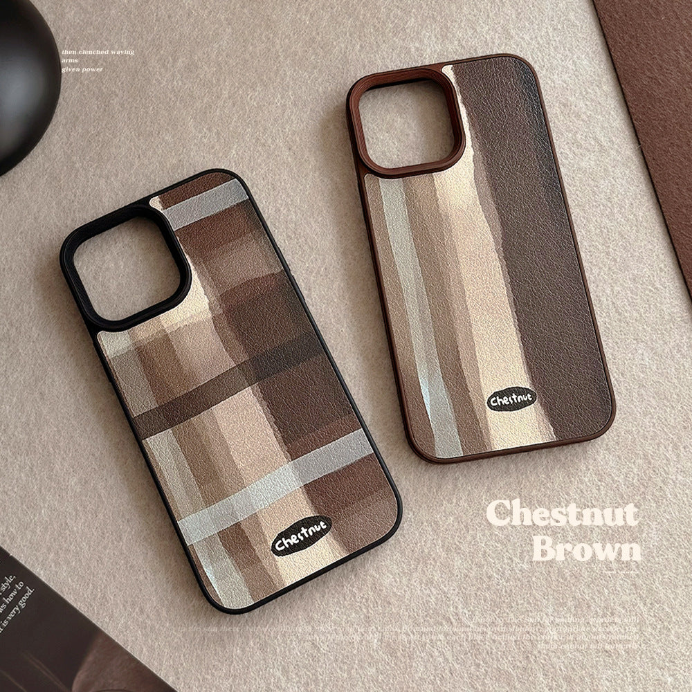 Funda para teléfono móvil iPhone 13 Maillard 11 de cuero Medieval a cuadros para Apple 16 17pro max 15