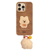 Трехмерный чехол для iPhone 16/17 Pro Max/15/13 с корковым щенком и помпоном в ретро-стиле