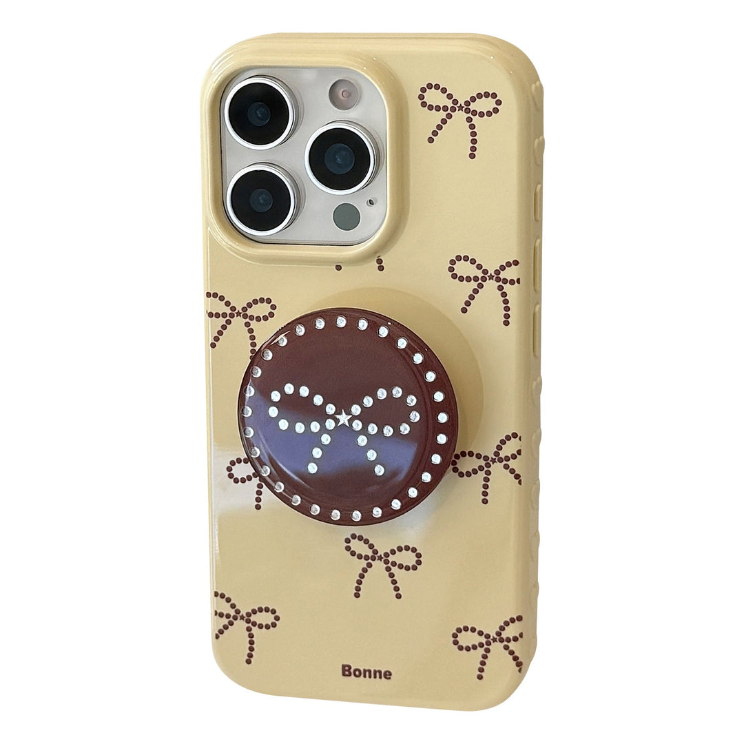 Gilt polka dot bow holder Apple 17 mobile phone case iphone16promax is suitable for 14 personalities 16 all-inclusive.