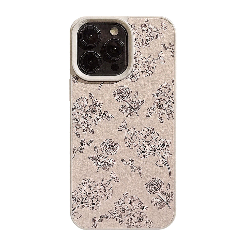 Líneas literarias funda para teléfono móvil iPhone16 Apple 15 cuero 11 adecuada para 13 antideslizante 17promax grandes marcas