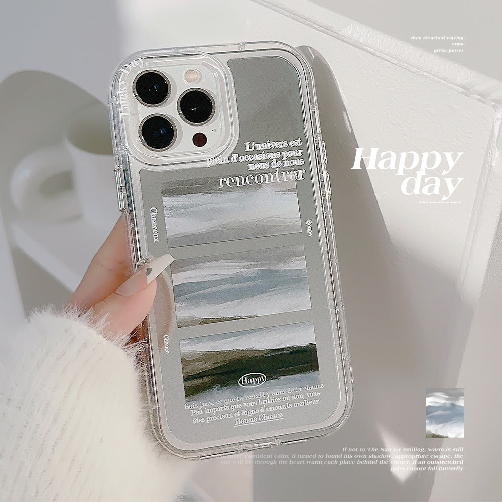 Funda de móvil Apple iPhone 17 Pro Max 16 Pro ins pintura al óleo nube mar estilo literario 13 espejo 11 avanzada