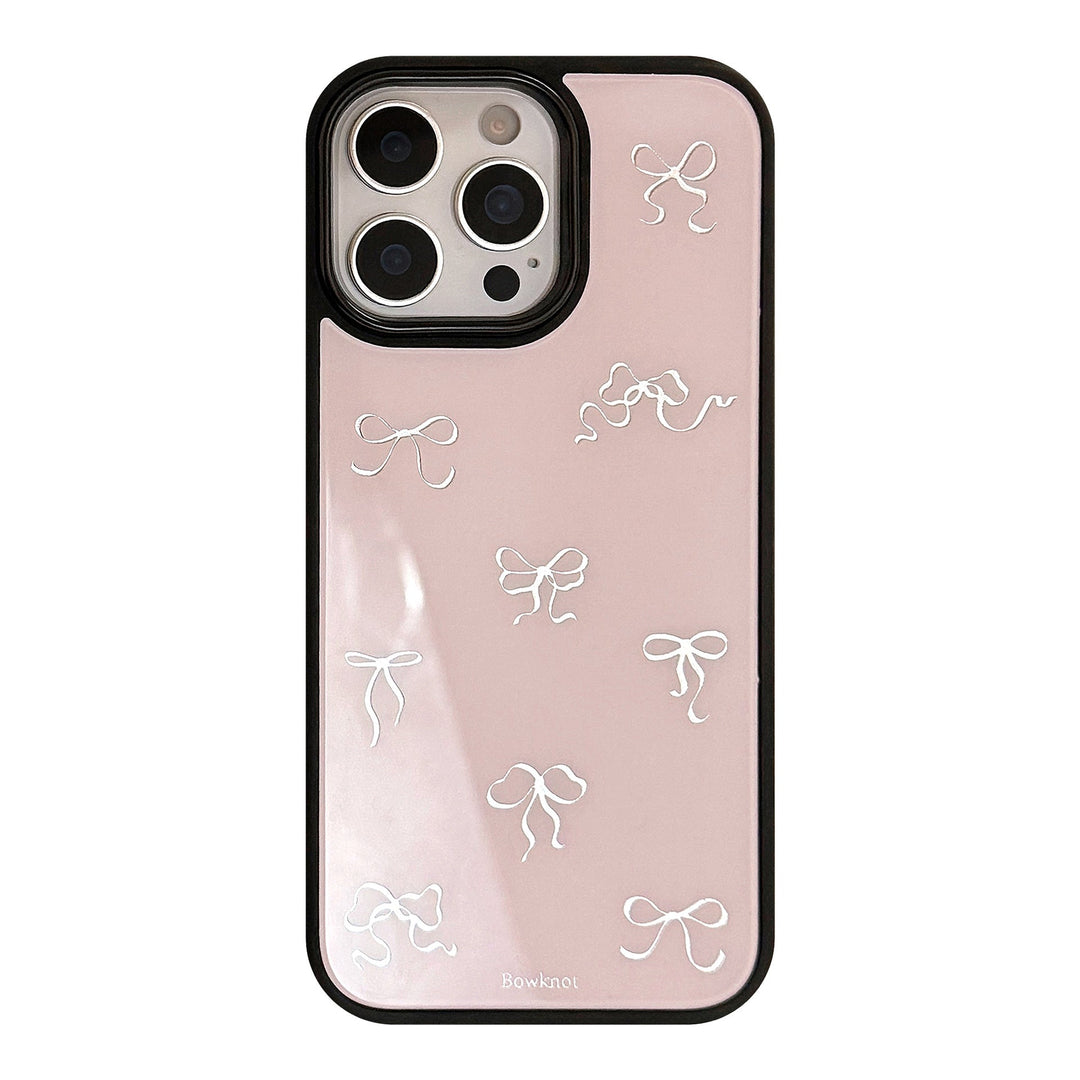 Gilt is suitable for iphone16promax Apple 15 mobile phone case 13 glass 14 light luxury 17 pink bow hair