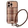 Brown plaid for iphone16promax mobile phone case Apple 15/14 anti-drop 13 lanyard 16 advanced 17