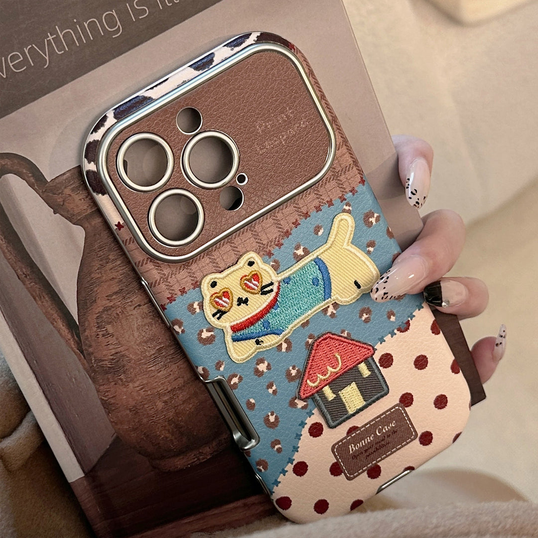 Funda de leopardo para iPhone 17 Pro Max, carcasa para Apple 16, antigolpes 15, de piel retro, dibujos animados 12