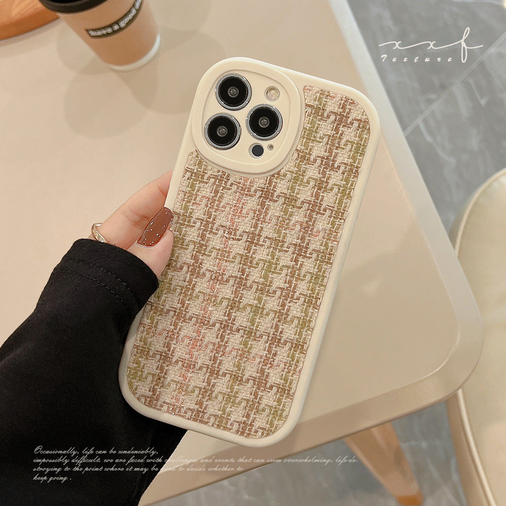 Funda para móvil Retro 17promax Apple 16 iPhone14, conjunto a cuadros 13pro 8 adecuado para cabello de 11ª generación 12 franela
