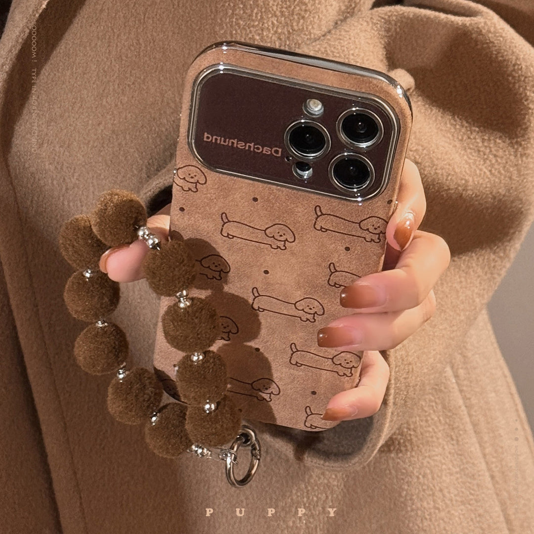 Divertidas líneas de franela con cachorros para funda de iPhone 15, correa para iPhone 16 Pro Max, 14 todo incluido, 17 blando