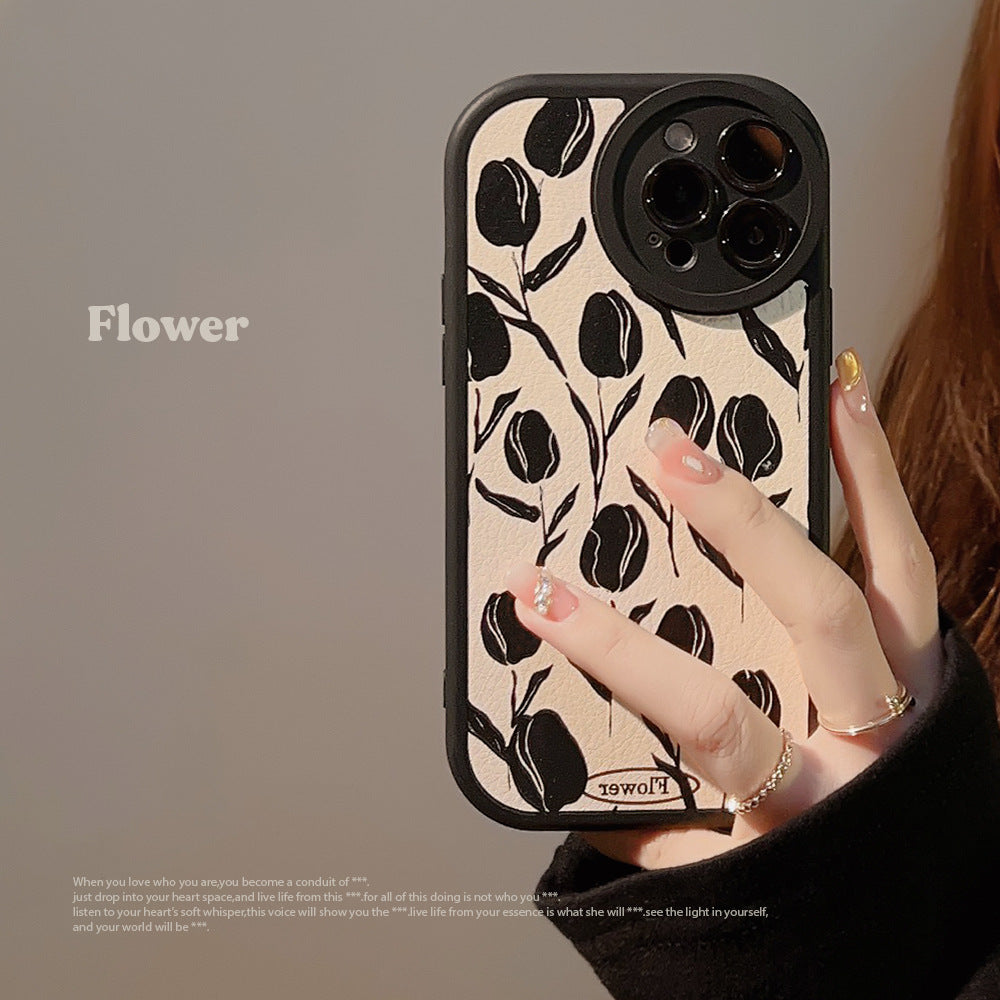 Tulipán Viento Frío iPhone 14 Pro Max para 13 Funda iPhone 15 Sencilla 11 Generación Cabello X Premium