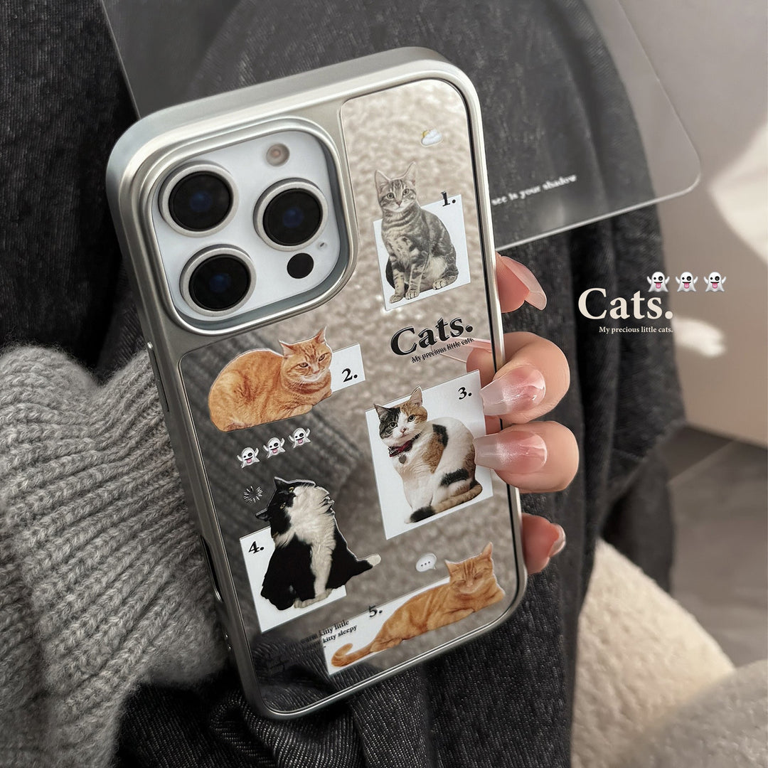Funda para móvil Cat daily aplicación 16promax iphone17 espejo apple 15 galvanizado plata 13 nicho premium