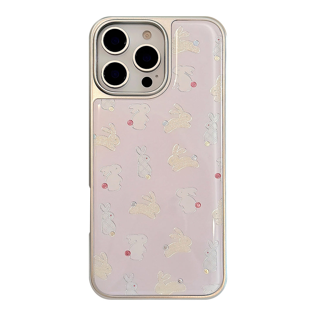 Funda de teléfono móvil de manzana dorada 16pro max iphone17 color lunares conejo lindo 15 para 13 huawei p70