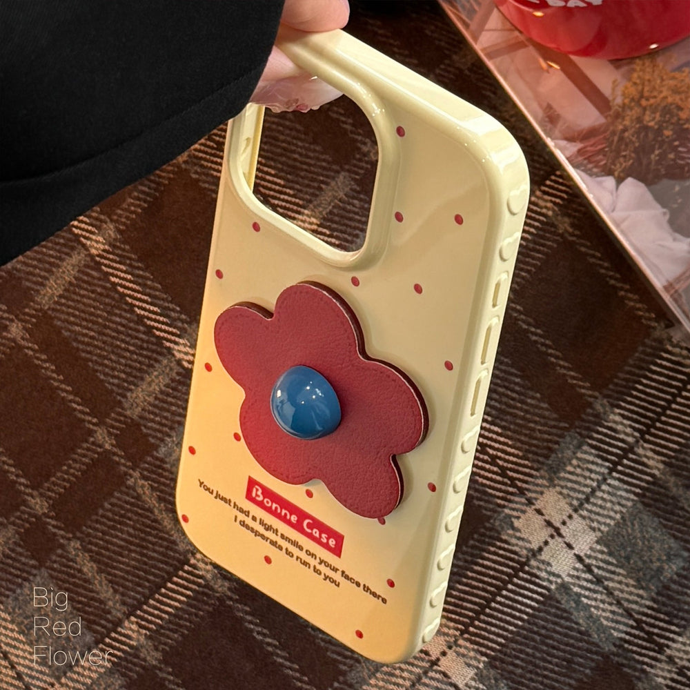 Чехол для мобильного телефона «Красный цветок-яблоко 16» для iPhone 17promax с кожаным узором, объемный, 14, ретро, 13, противоударный