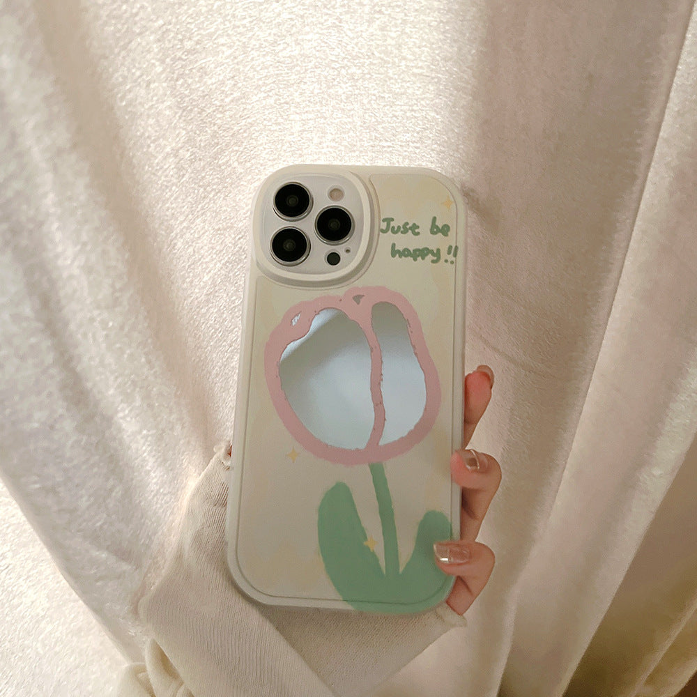Creative mirror flower 15pro max apple 12 mobile phone case iphone16 makeup 14pro set 8p suitable for 11