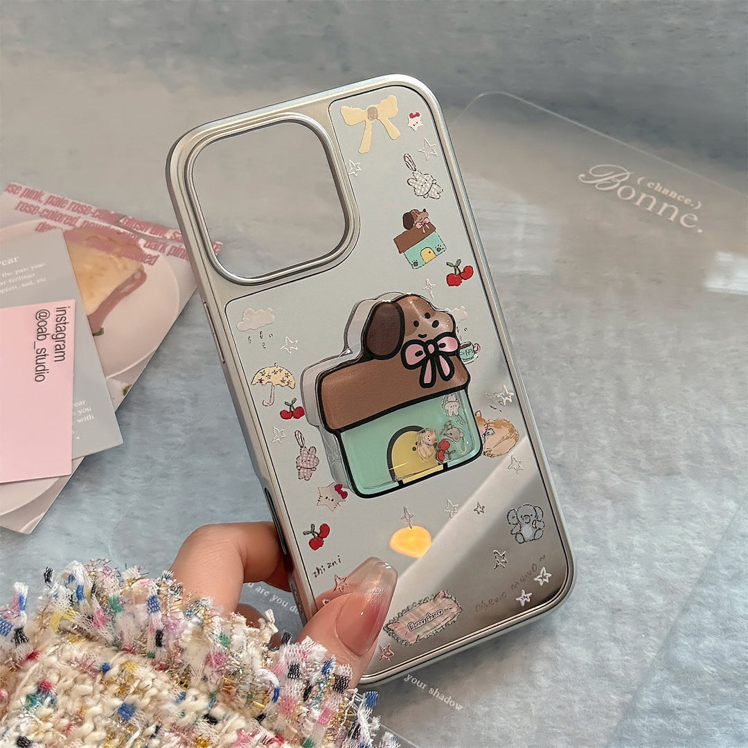 Korean ins electroplated mirror surface is suitable for 16 Apple 15Pro Max mobile phone case iphone17 Puppy Shake Music 13