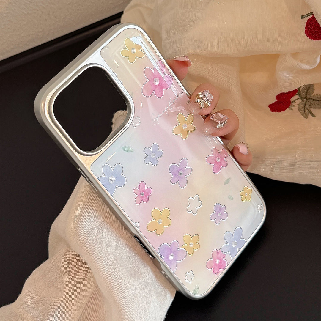 Funda para móvil de epoxi dorado 17 Apple 16Pro Max iphone15 con flor difuminada 14 adecuada para Huawei mate70