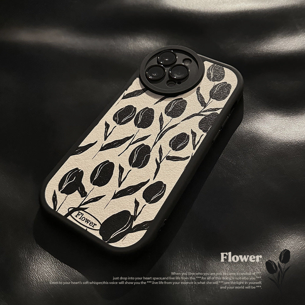 Tulipán Viento Frío iPhone 14 Pro Max para 13 Funda iPhone 15 Sencilla 11 Generación Cabello X Premium