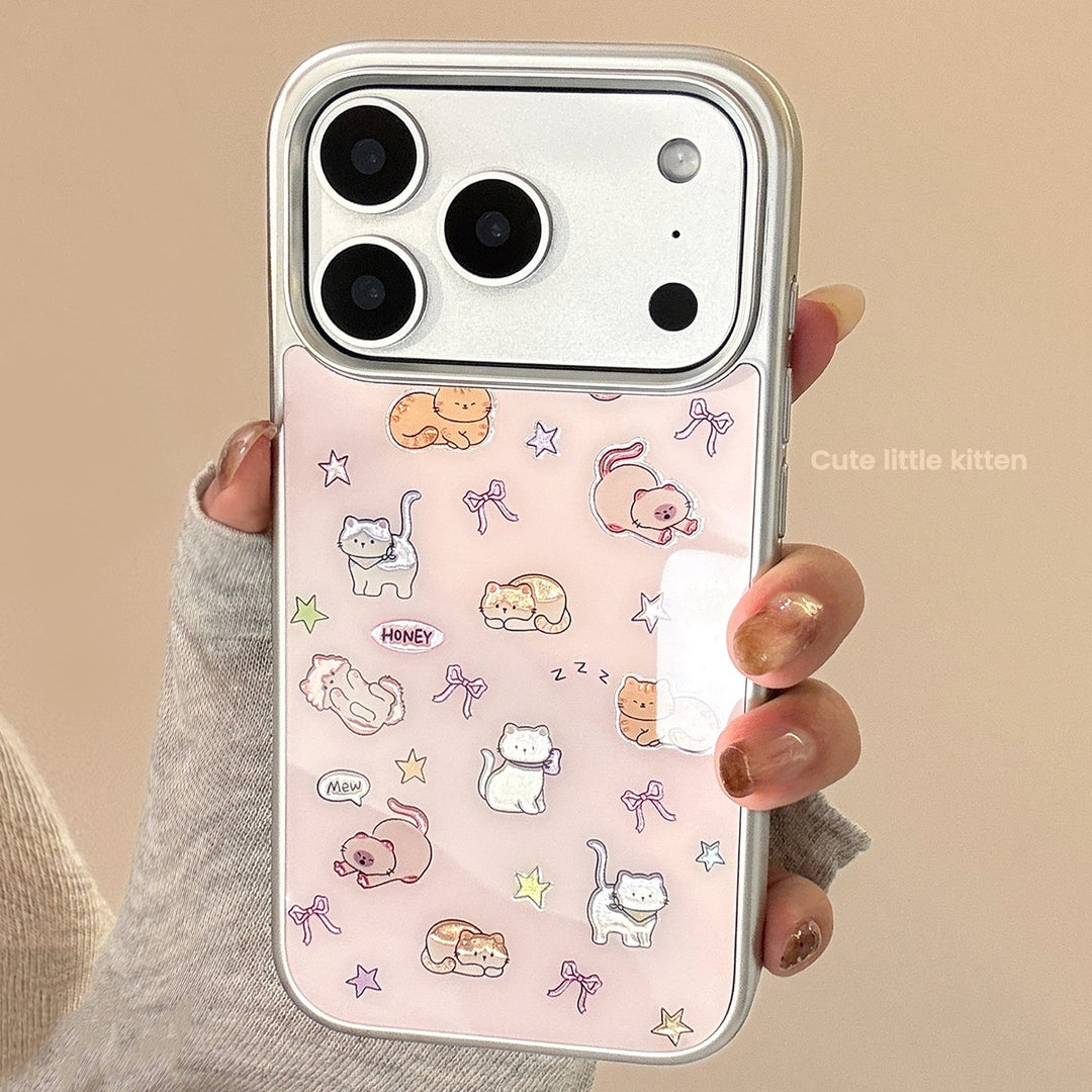 Gilt cute cat for apple 17pro max mobile phone case iphone16 electroplating 14 hard 13 huawei p70