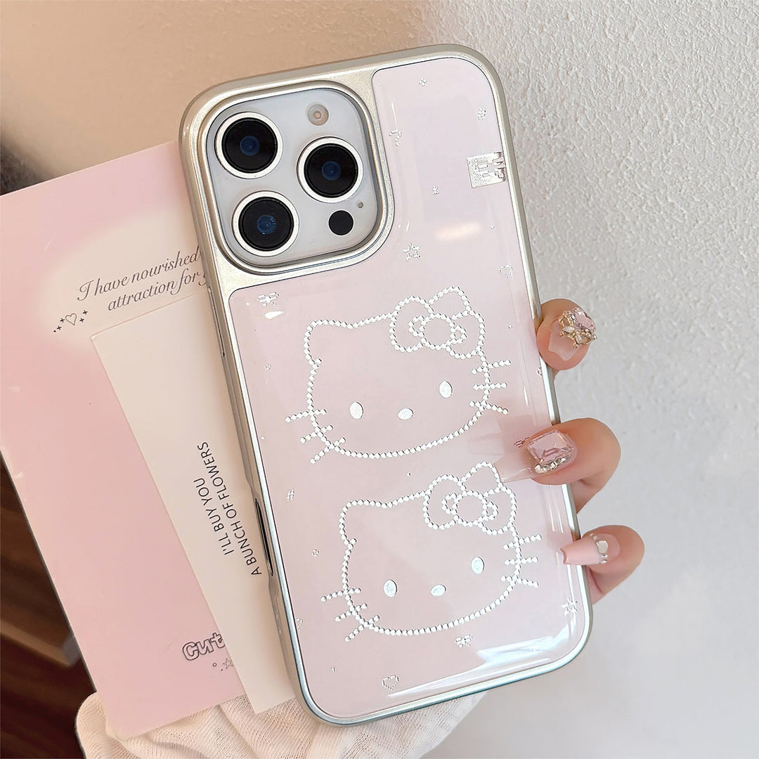 Gilt Epoxy iphone16 Cute Meow Suitable for Apple 15promax Mobile Phone Case 17 Electroplating Huawei Mate