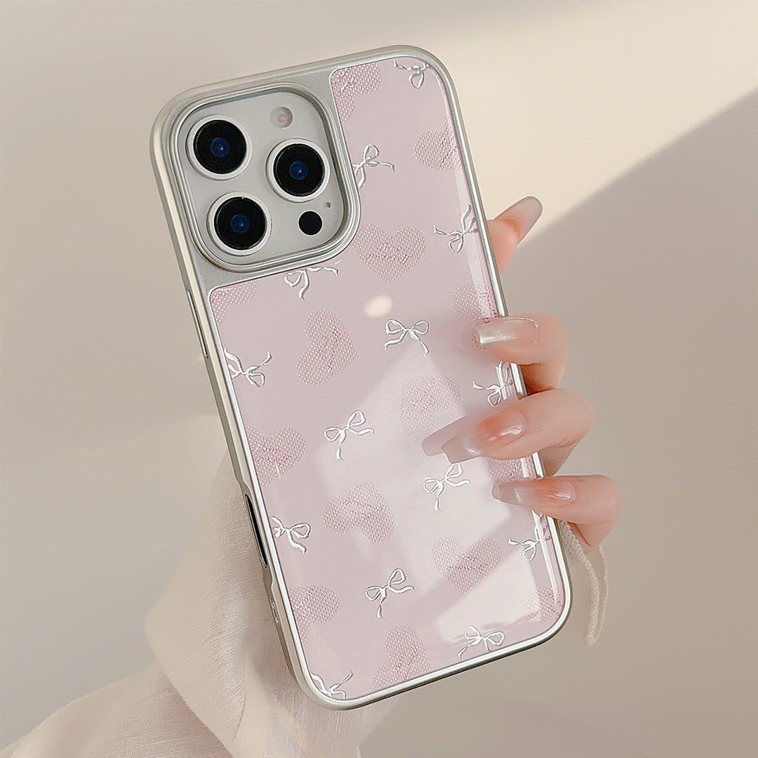 Gilt Apple 16promax mobile phone case iphone17 love bow 14/13 electroplating suitable for Huawei P70