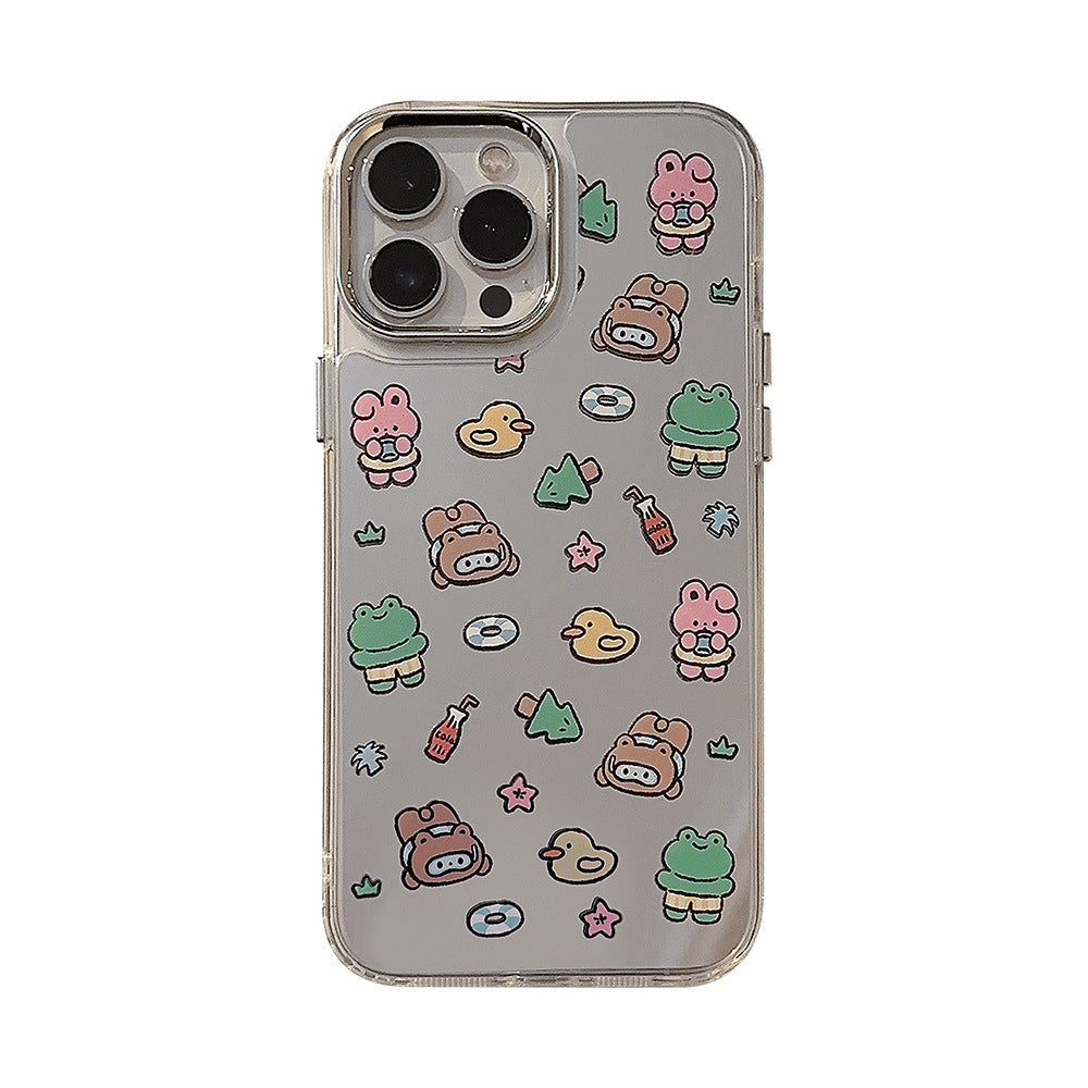 ins viento lindo 17pro max para iphone16 Funda para iPhone 12 espejo de maquillaje 11 espejo galvanizado 15