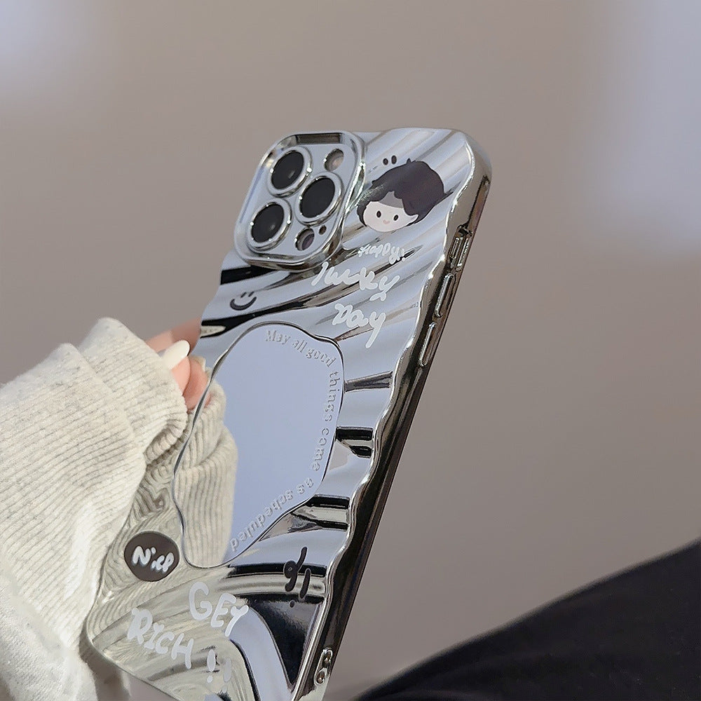Cute couple avatar iPhone17 iPhone case 14promax plating 15 for 12 mirror 16 folds
