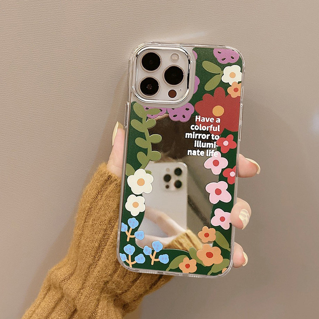 Funda para iPhone 16 con cara sonriente de flor de Hanfeng, silicona 17Promax, espejo de maquillaje 11 X/15