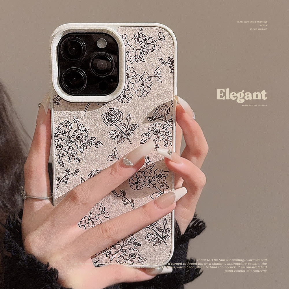 Líneas literarias funda para teléfono móvil iPhone16 Apple 15 cuero 11 adecuada para 13 antideslizante 17promax grandes marcas