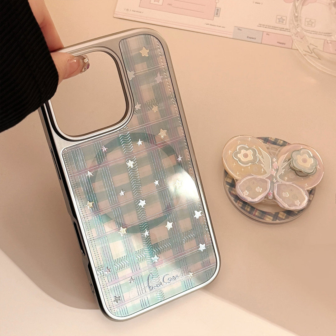Funda para teléfono móvil Gilt aplicable a iPhone 15 Apple 16Pro Max con lazo giratorio y soporte magnético 14 a cuadros 17