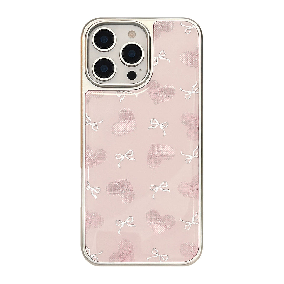 Gilt Apple 16promax mobile phone case iphone17 love bow 14/13 electroplating suitable for Huawei P70