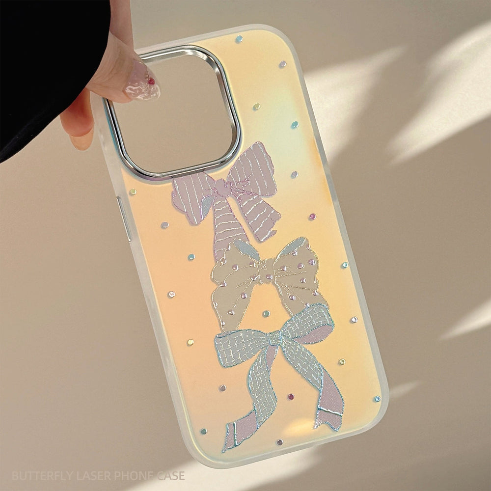 Funda para iPhone 15 Pro Max con purpurina, 16 colores, lazo de lunares, 13 dulce, 17 anticaídas con láser