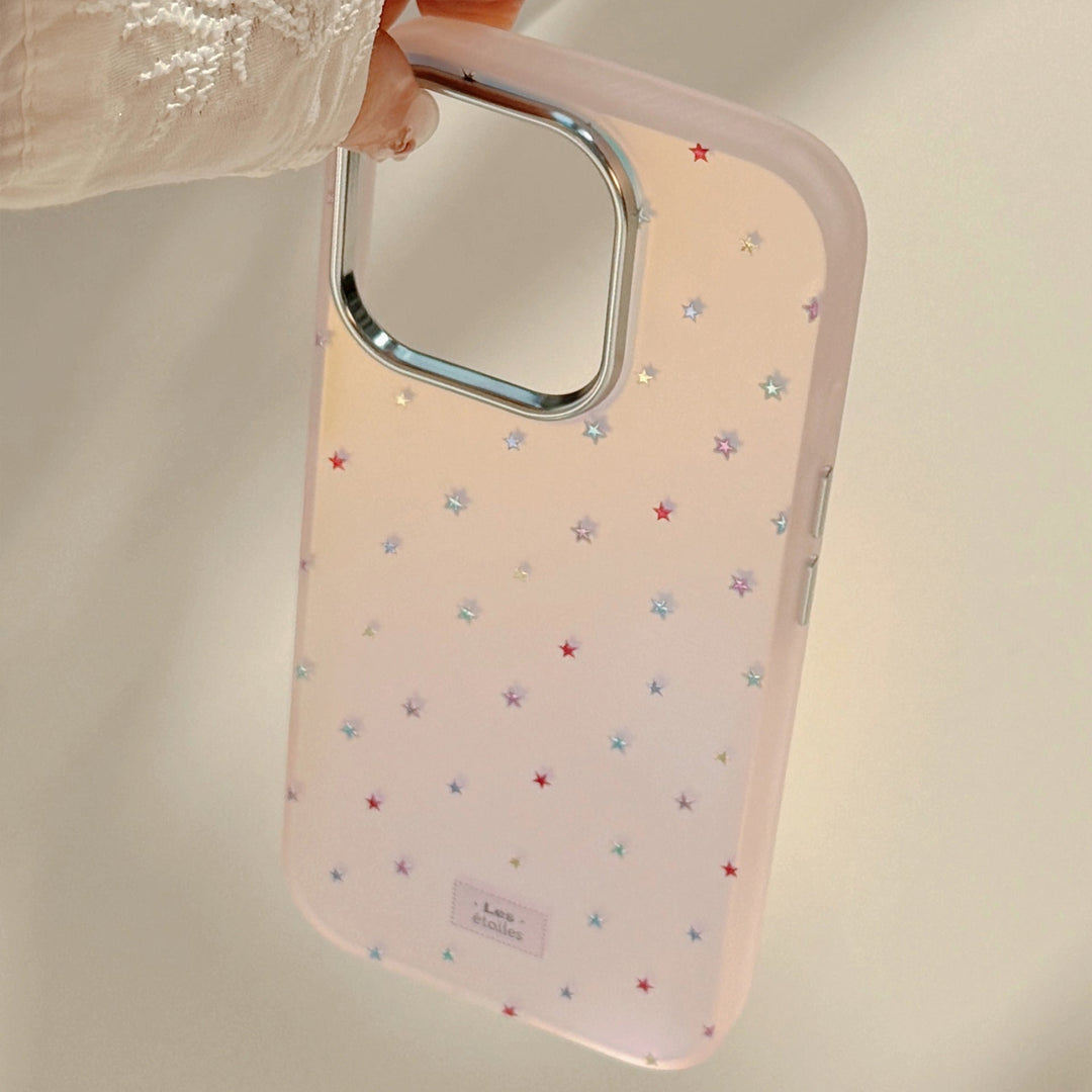 Gilt colored stars for iphone17Promax mobile phone case Apple 16 laser 13 anti-drop 14 fresh 15