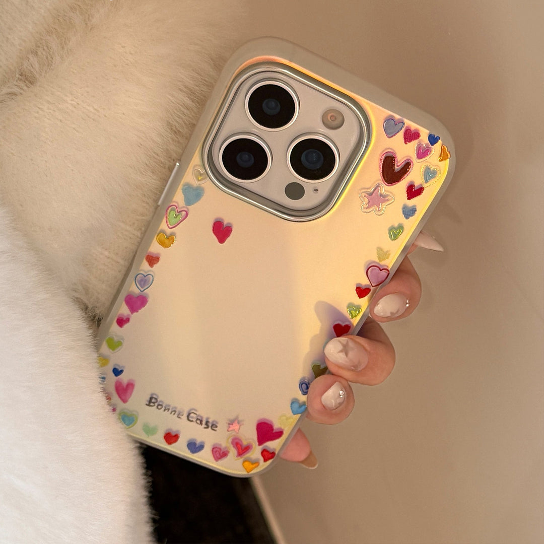Funda para iPhone 16 Pro Max chapada en oro, color arcoíris, amor, 17 colores dopamina, 13 láser, 14 anticaídas