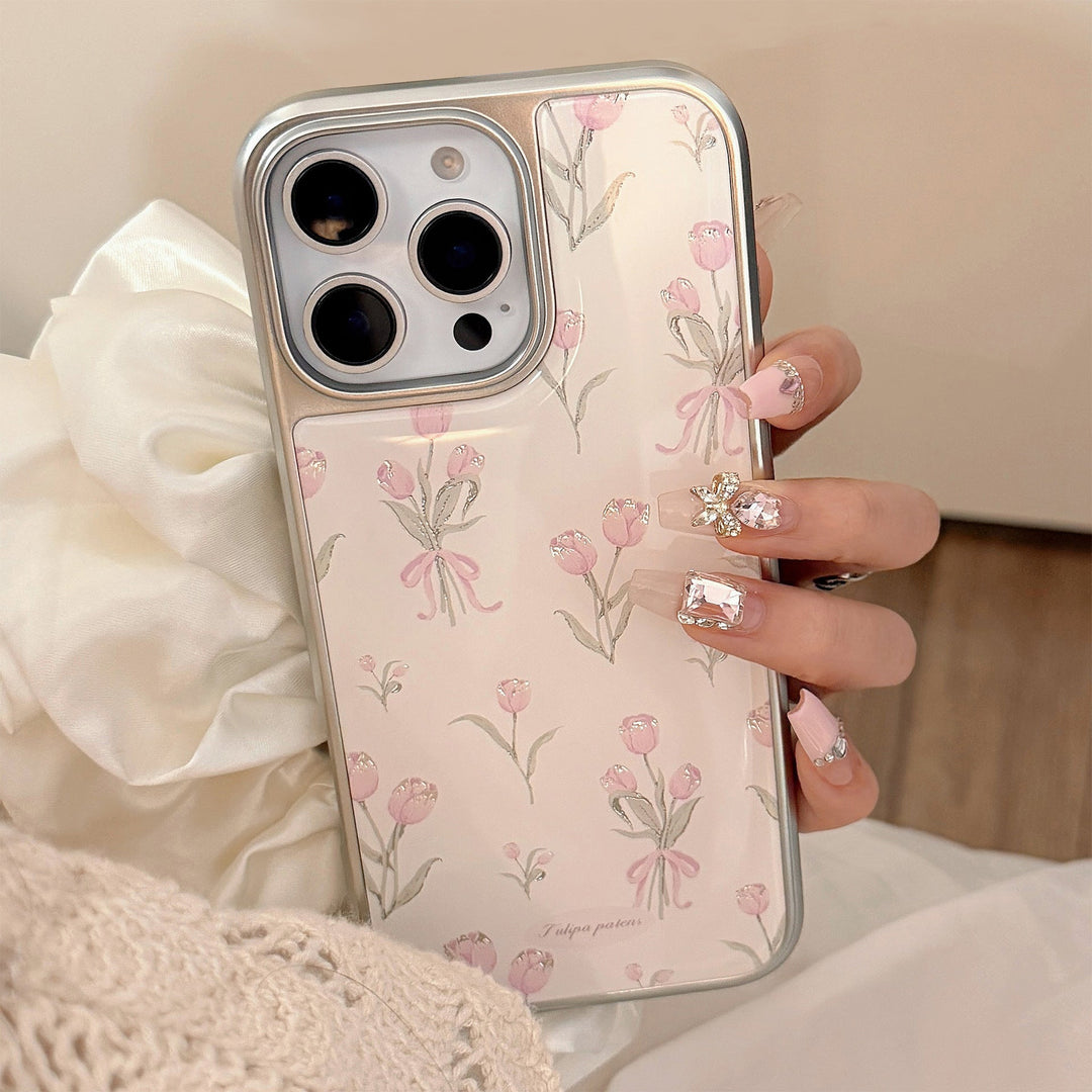 Gilt Epoxy Apple 16promax mobile phone case iphone17 powder tulip 15 electroplating 14 suitable for Huawei p70