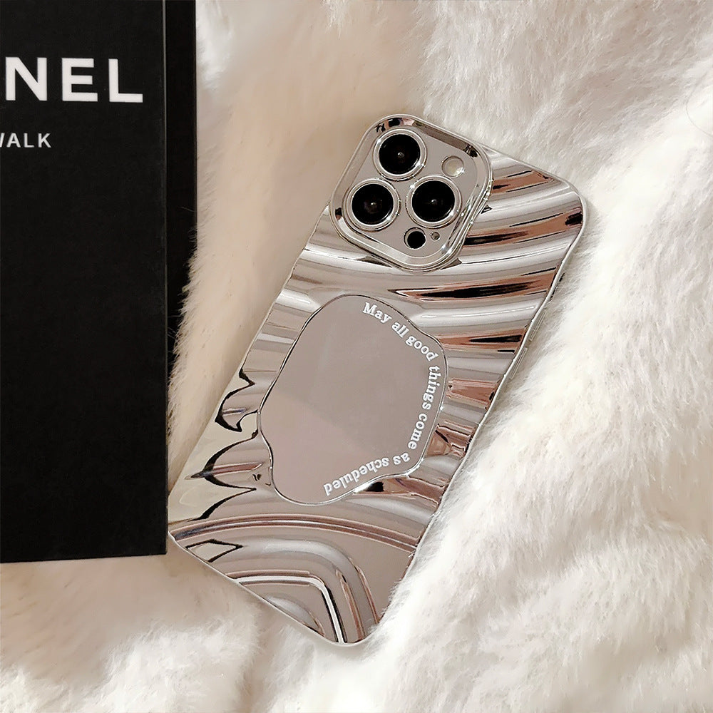 Funda para iPhone 17 con diseño de ondas de agua irregulares, funda para iPhone 14 Pro Max con espejo, 11 con sentido avanzado, 16 adecuada para Huawei