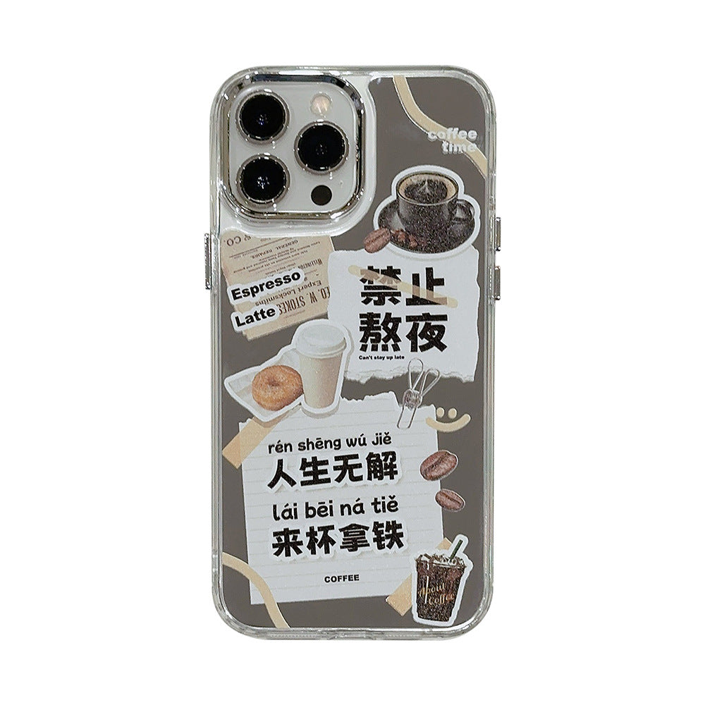 Está prohibido quedarse despierto hasta tarde con la funda para iPhone 17promax de Apple, adecuada para iPhone 15 premium 16 todo incluido 11 con espejo de café 12.