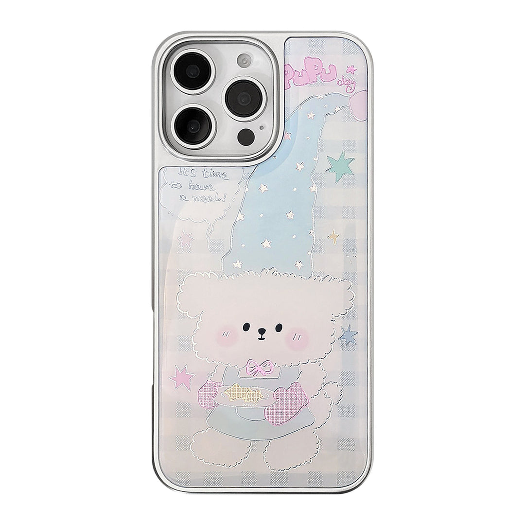 Funda para móvil dorada iPhone 16 15promax a cuadros cachorro de dibujos animados 14 Apple 13 Epoxi 17 para Huawei