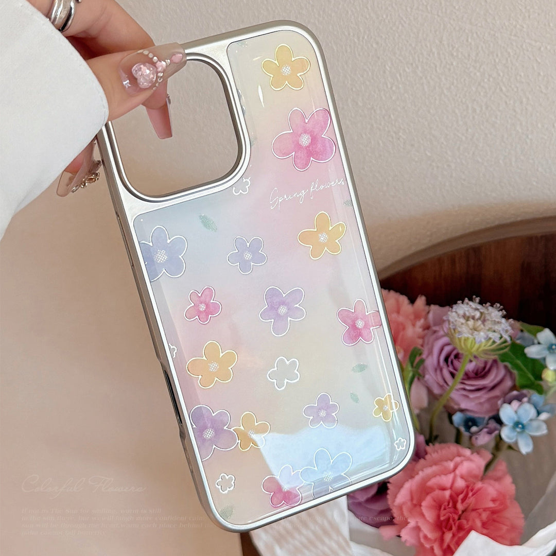 Funda para móvil de epoxi dorado 17 Apple 16Pro Max iphone15 con flor difuminada 14 adecuada para Huawei mate70
