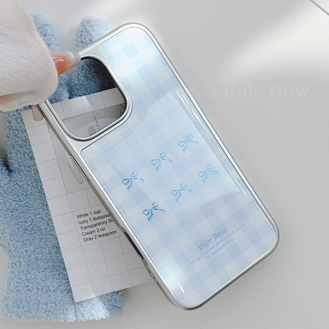 Funda de teléfono móvil dorada para iPhone 16, 17 Pro Max, a cuadros azules, 14 electrochapado, 13 epoxi, 15 para Apple/Huawei