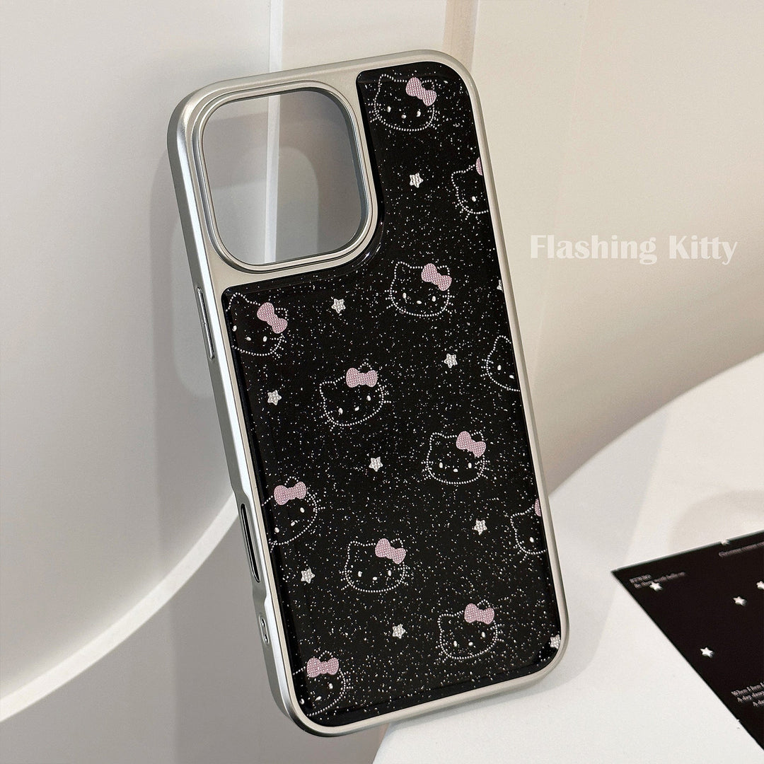 Purpurina dorada en estrella, funda para móvil de gato con 16promax para Apple 15, iPhone 17 galvanizada, Huawei P70